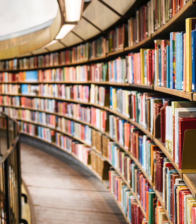 Bookshelves with books